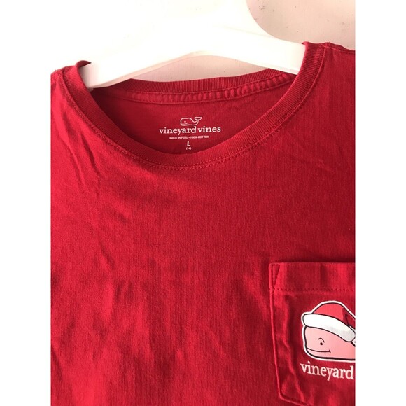 Vineyard Vines Kids Santa Whale Long Sleeve Shirt -Size L Red Color - Picture 8 of 12
